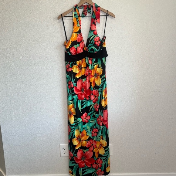 Kisses & Hugs Womens 2X Tropical Stretch Jersey Knit Floral Hawaiian Maxi Dress - Picture 2 of 9